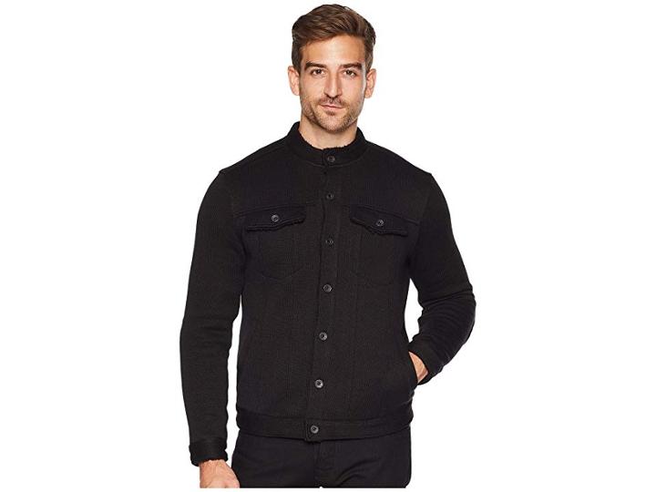 John Varvatos Star U.s.a. Sherpa Lined Knit Jean Jacket (black) Men's Coat