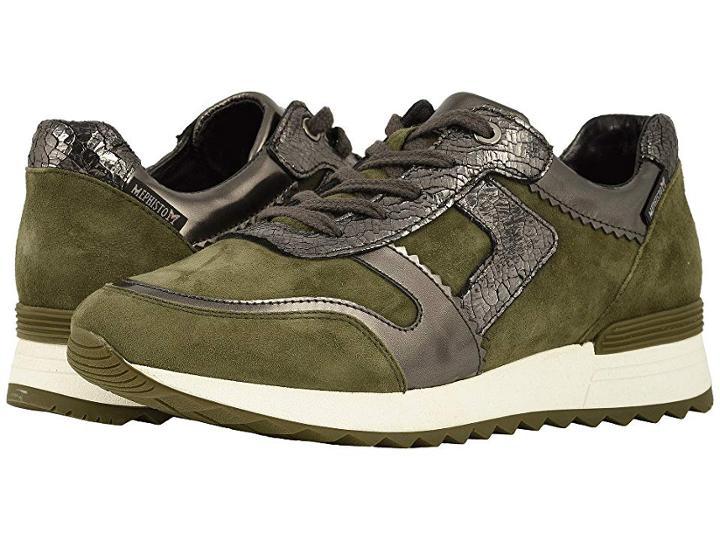 Mephisto Trecy (khaki Green Velcalf Premium/dark Grey Magic/ice) Women's Lace Up Casual Shoes