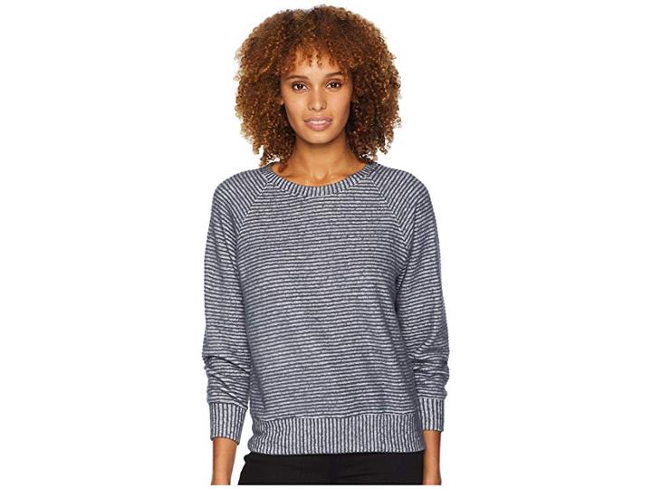 Nally & Millie Raglan Sleeve Brushed Stripe Top (slate) Women's Clothing