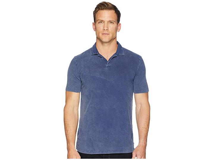 Mod-o-doc Pescadero Short Sleeve Johnny Collar Polo (new Navy Stone) Men's Short Sleeve Knit