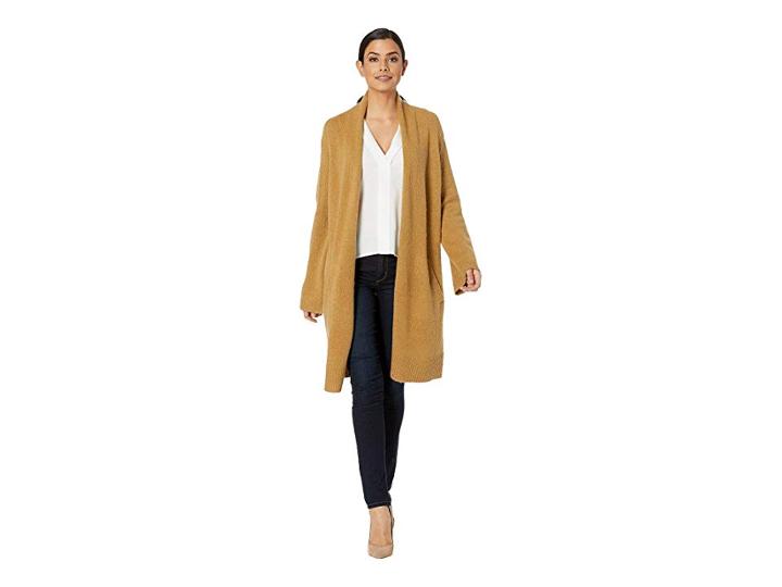 Michael Michael Kors Open Front Kimono Cardigan (dark Camel) Women's Sweater