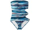 Vince Camuto Bamboo Stripe Ring Side Bandeau One-piece W/ Removable Soft Cups Strap (marine) Women's Swimsuits One Piece