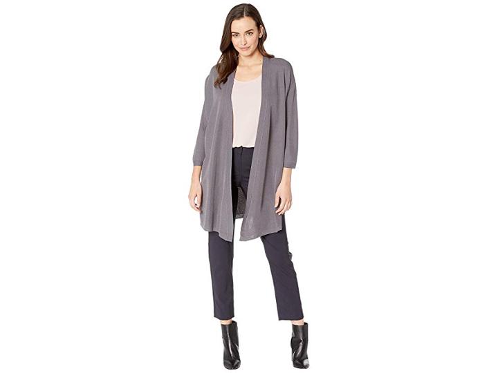 Anne Klein Long Cardigan (degas Grey) Women's Sweater
