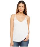 Michael Stars V-neck Strappy Tank Top W/ Crochet (white) Women's Sleeveless
