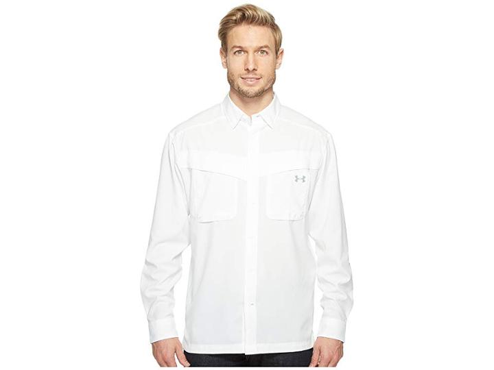 Under Armour Ua Tide Chaser Long Sleeve Shirt (white/steel) Men's Long Sleeve Button Up