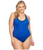 La Blanca Plus Size Threading Along Cross-back Mio (apollo Blue) Women's Swimsuits One Piece