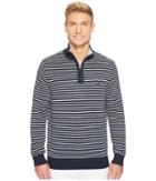Nautica 12 Gauge Striped 1/4 Zip (true Navy) Men's Sweater