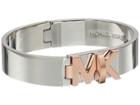Michael Kors Iconic Hinged Mk Logo Bangle Bracelet (silver/steel) Bracelet