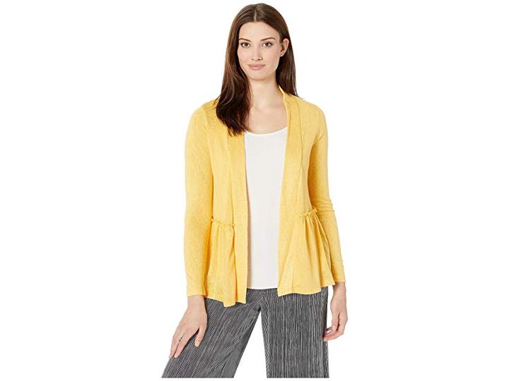 Bobeau Long Sleeve Babydoll Back Cardigan (golden Yellow) Women's Sweater