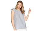 1.state Flounce Sleeve Linen Stripe (chambray) Women's Clothing