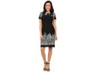 Adrianna Papell Animal And Lace Printed Blocked Sheath Dress (black/ivory) Women's Dress