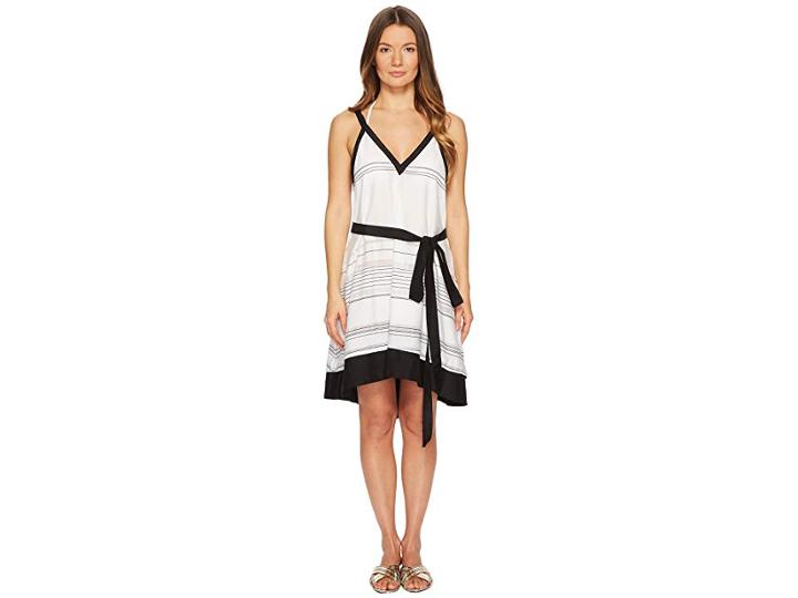 Proenza Schouler Striped Thin Belted Cover-up Sundress (black/white) Women's Swimwear