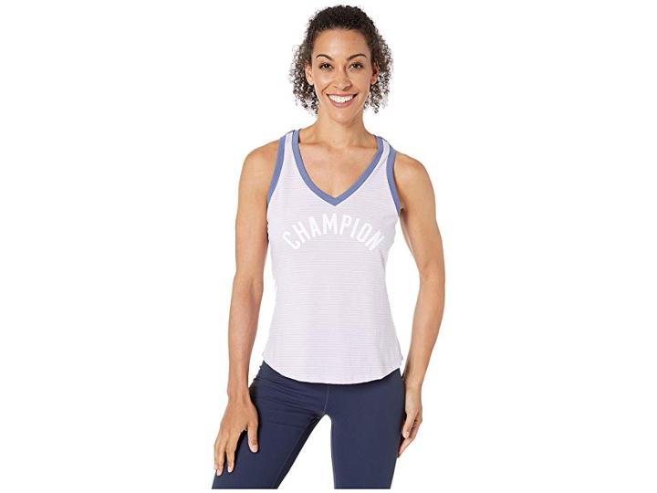 Champion Heritage V-neck Ringer Tank (pale Violet Rose/white) Women's Clothing