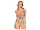 Lucky Brand Lush Leaf Cross-back One-piece (pimento) Women's Swimsuits One Piece