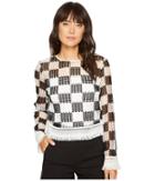 Nicole Miller Checkerboard Breezy Pullover (white/black) Women's Clothing