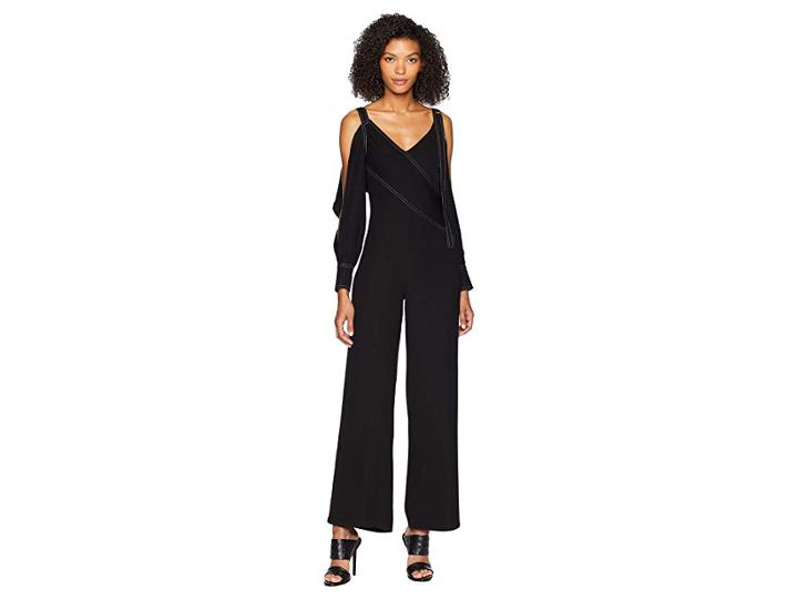Yigal Azrouel Cold Shoulder Jumpsuit W/ Back Flap (black) Women's Jumpsuit & Rompers One Piece
