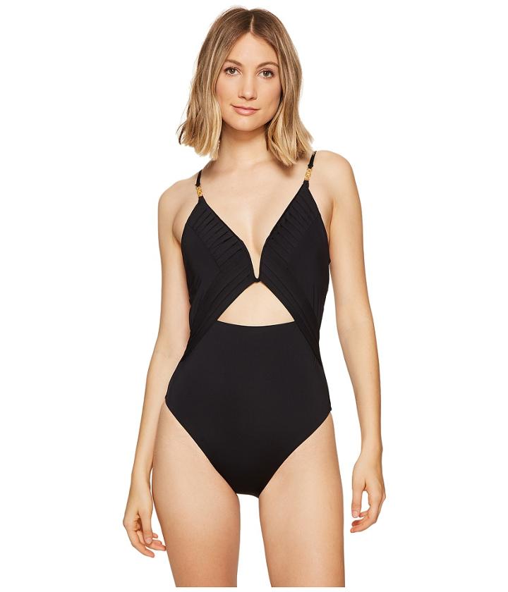 Nanette Lepore Origami Pleats Goddess One-piece (black) Women's Swimsuits One Piece