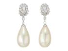 Majorica 16mm Pear Shaped Pearl With Cz Sterling Silver Earrings (white) Earring