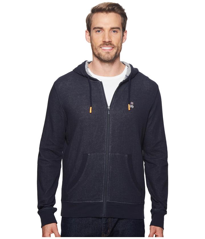 Psycho Bunny Double Face Hoodie W/ Printed Interior Logo (navy) Men's Sweatshirt