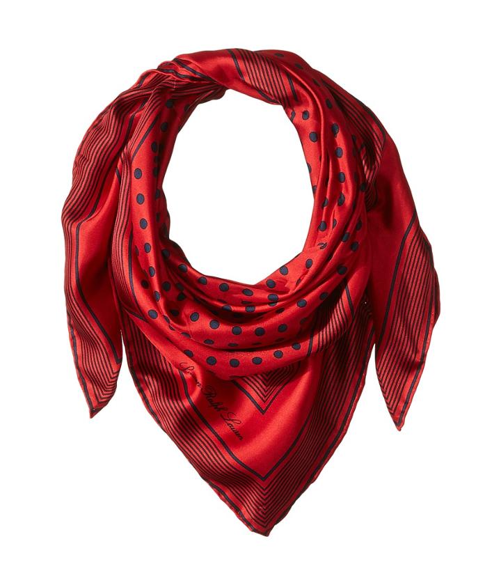 Lauren Ralph Lauren Anna Silk Square Scarf (red) Scarves