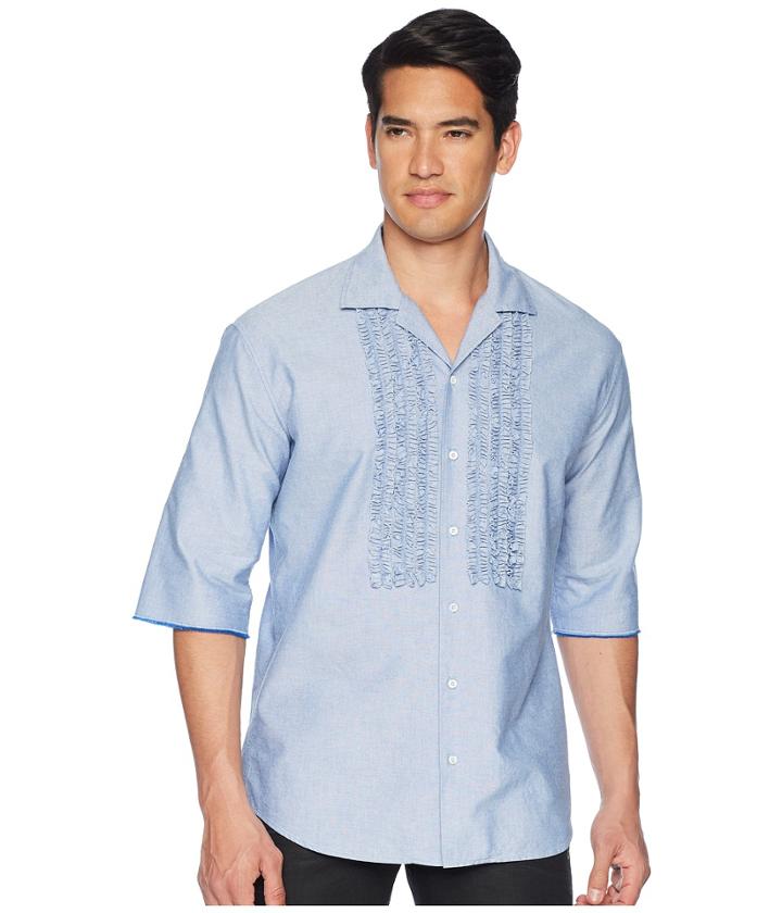 Dsquared2 Ruffled Roll Up Shirt (blue) Men's Clothing