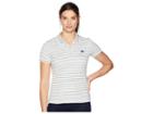 Lacoste Short Sleeve Slim Fit Stretch Striped Polo (flour/inkwell) Women's Clothing