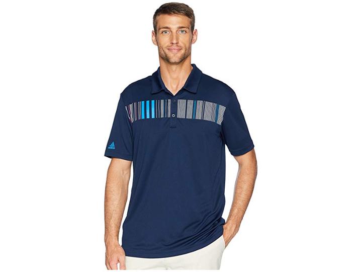 Adidas Golf Chest Stripe Polo (collegiate Navy) Men's Clothing