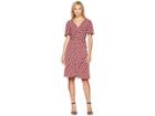 Donna Morgan Geo Jersey Wrap Dress With Flutter Sleeve (cranberry/bright Orange Multi) Women's Dress