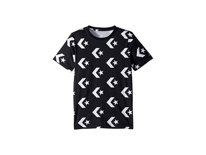 Converse Kids Star Chevron Print Tee (big Kids) (black) Boy's Clothing
