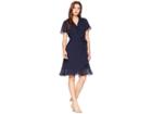 Tahari By Asl Swiss Dot Ruffle Wrap Dress (navy) Women's Dress