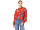 Juicy Couture Silk Hayworth Floral Top (city Rouge/hayworth Floral) Women's Clothing