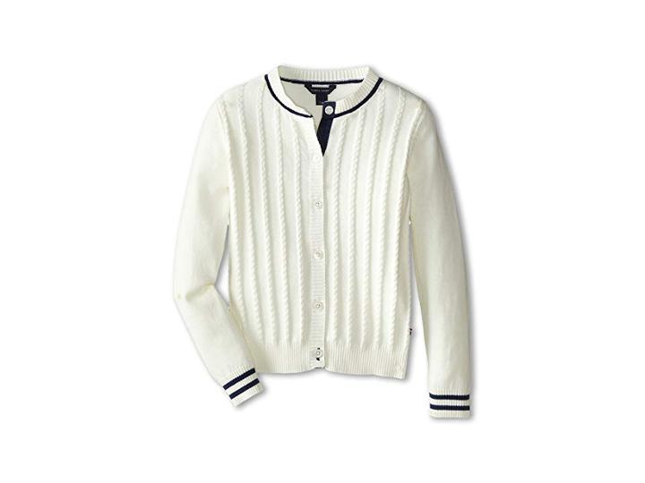 Tommy Hilfiger Kids Mini Cable Sweater (big Kids) (off White) Girl's Sweater