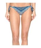 Lucky Brand Nomad Chevron Reversible Side Tie Bottom (indigo) Women's Swimwear