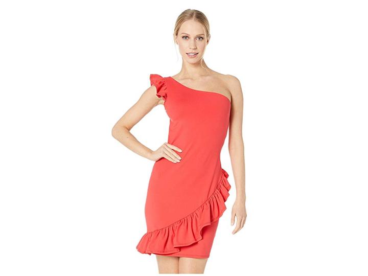 Susana Monaco Asymmetrical Ruffle Dress (morello) Women's Dress