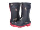Joules Mid Molly Welly (french Navy Dogs In Leaves) Women's Rain Boots