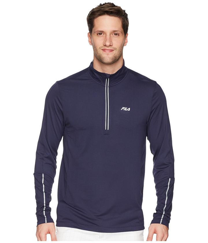 Fila Cutters Mock Neck Top (navy/navy/silver Foil) Men's Clothing