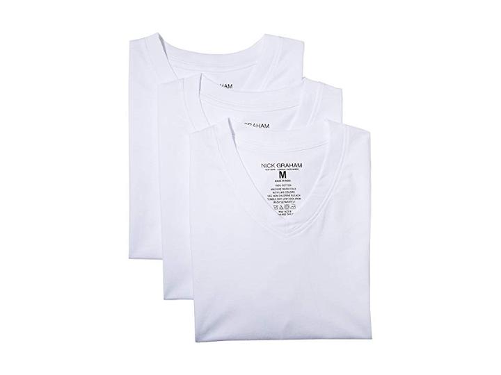 Nick Graham 3-pack V-neck T-shirts (white) Men's Underwear