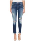 7 For All Mankind Ankle Skinny W/ Destroy Scallop Hem In Liberty 3 (liberty 3) Women's Jeans