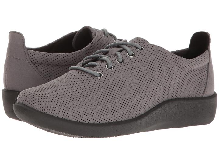 Clarks Sillian Tino (dark Grey Perf Microfiber) Women's Lace Up Casual Shoes