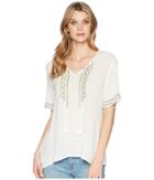 Cruel Short Sleeve Crinkle Rayon V-neck Tunic (white) Women's Clothing