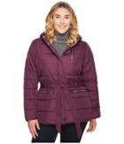 U.s. Polo Assn. Plus Size Long Puffer Jacket With Belt (merlot Wine) Women's Coat