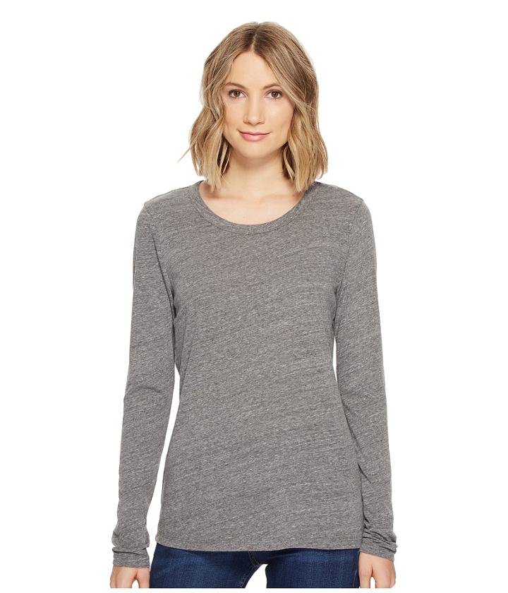 Michael Stars Jersey Long Sleeve Band Crew (heather Grey) Women's Clothing