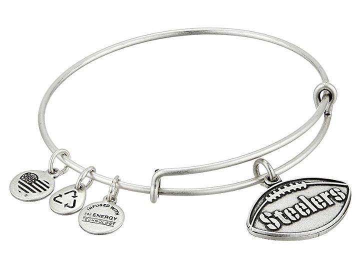Alex And Ani Nfl Pittsburgh Steelers Football Bangle (rafaelian Silver) Charms Bracelet