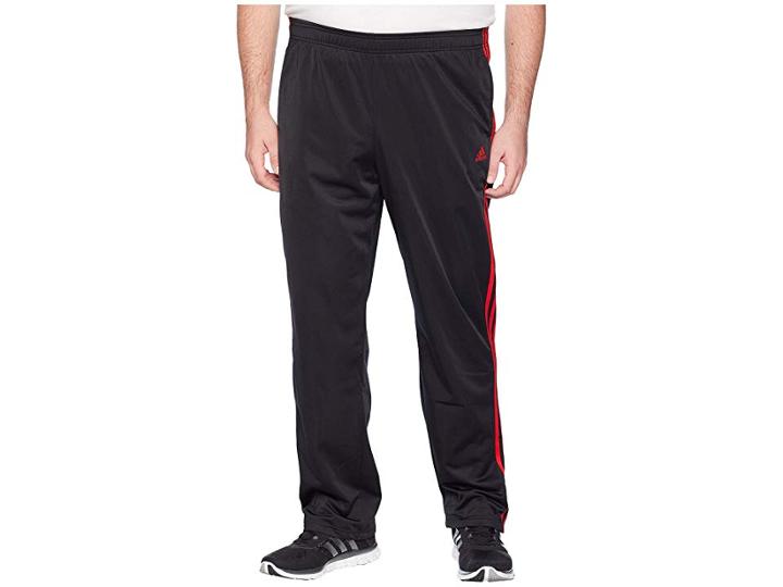 Adidas Big Tall Essentials 3-stripes Regular Fit Tricot Pants (black/scarlet) Men's Casual Pants