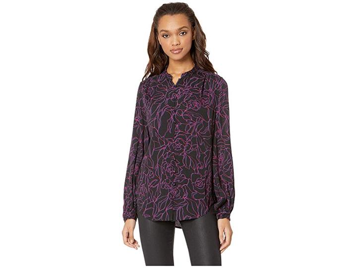 Equipment Cornelia (true Black/amaranth) Women's Long Sleeve Button Up