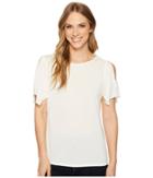 Ellen Tracy Slit Flutter Sleeve Top (e Cream) Women's Clothing