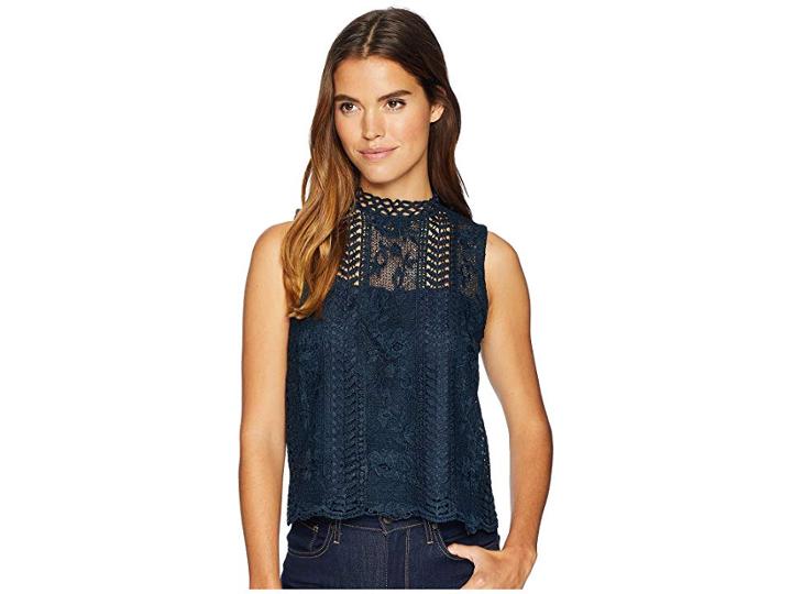 Bb Dakota Mulholland Drive Lace Tank Top (midnight Sky) Women's Sleeveless