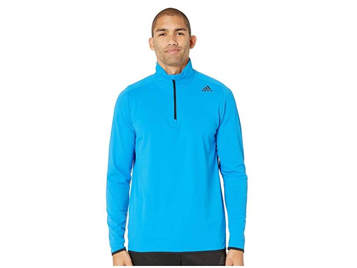 Adidas Ultimate Transition 1/4 Zip Shirt (bright Blue) Men's Long Sleeve Pullover