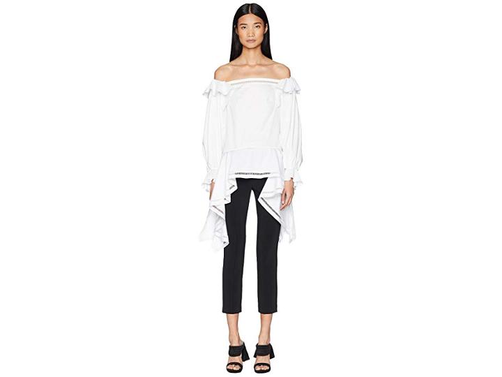 Zac Posen Stretch Cotton Poplin Off The Shoulder Tunic (ivory) Women's Clothing