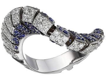 Miseno Ventaglio 18k Gold/diamond/sapphire Ring (white Gold) Ring
